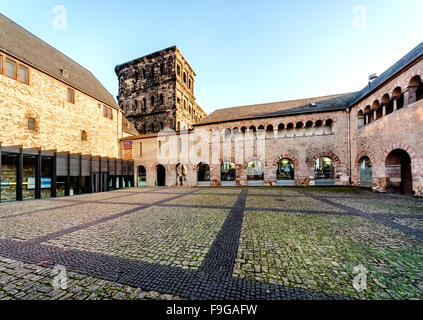 The Porta Nigra (Black Gate) in Trier city, Germany. UNESCO World Heritage Site Stock Photo