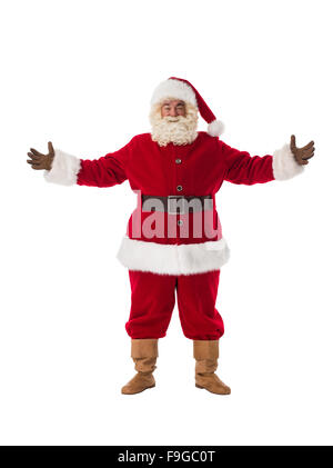 Santa Claus welcoming with open hands Full-Length Portrait Stock Photo