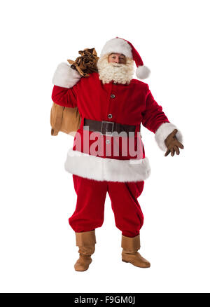 Santa Claus with his big sack Full-Length Portrait Stock Photo