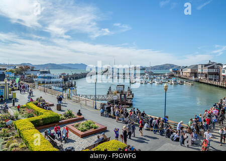 Many tourists visiting pier 39, San Francisco, California Stock Photo