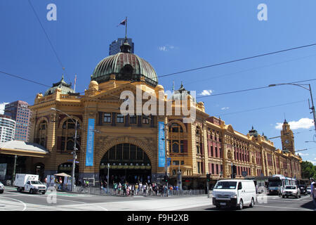 Flinders Street Station in Melbourne, Victoria, Australia, on a sunny summer day. Stock Photo