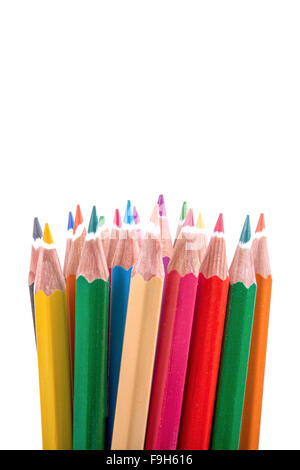 Colored pencils on the white background Stock Photo