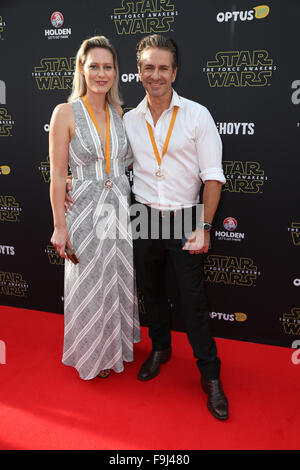 Sydney, Australia. 16 December 2015. Celebrities arrived on the red carpet for the Sydney Premiere of Star Wars: The Force Awakens at Hoyts Entertainment Quarter. Credit: Richard Milnes/Alamy Live News Stock Photo