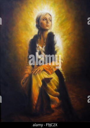 oil painting of a young woman Stock Photo