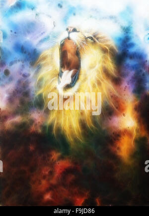 Lion Feactal in coolor space Stock Photo