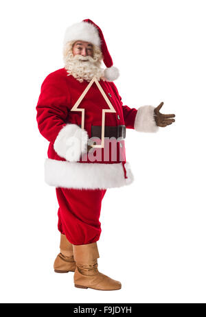 Santa Claus holding an arrow Full Length Portrait Isolated on White ...