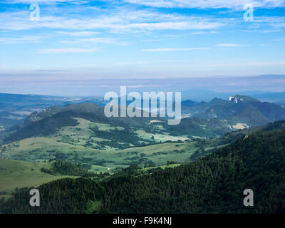 View of Three Crowns Massif. Pieniny, Poland, Slovakia. View from mountain Wysoka (Vysoké Skalky). Stock Photo