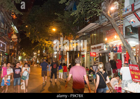 night time street scene in Hanoi old quarter, city centre, capital city of Vietnam,Asia Stock Photo