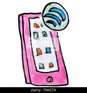 cartoon cell phone isolated on white background cartoon Stock Photo