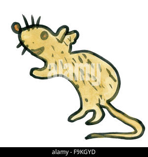 cartoon rat isolated on white background cartoon watercolor Stock Photo