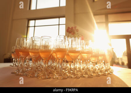 Many glasses of champagne Stock Photo