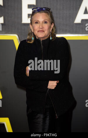 Carrie Fisher at the 'Star Wars: The Force Awakens ' premiere in London Stock Photo