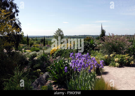 RHS HYDE HALL DRY GARDEN AND COUNTRYSIDE LANDSCAPE. ESSEX UK. Stock Photo