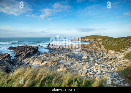 The South West Coast Path as it approaches the Towan Headland from Fistral Beach in Newquay on the Cornish coast Stock Photo