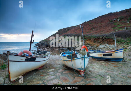 Fishing boats at Penberth Cove near Penzance in Cornwall Stock Photo