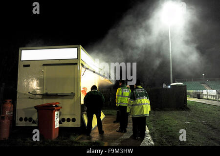 Brighton UK 16th December 2015 - Smoky fast food burger van at the FA Cup 2nd Round replay match between Whitehawk and Dagenham and Redbridge at the Enclosed Ground in Brighton Stock Photo