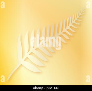 Silhouette of a silver fern, a national emblem of New Zealand as a background Stock Vector