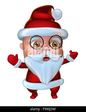 Cute Santa Claus waving hands (3D illustration) Stock Photo