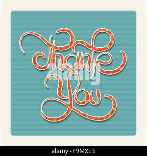 Thank you Hand writing lettering. Illustration in retro style. Stock Vector