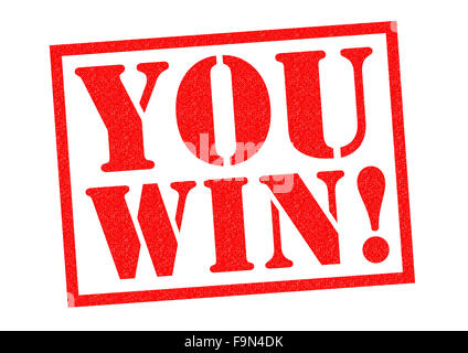 YOU WIN! red Rubber Stamp over a white background. Stock Photo