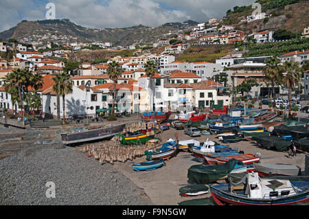 Camara De Lobos Harbour, Madeira, Portugal, Fishing Boats Stock Photo