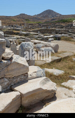 Archaeological site on the island of Delos, near Mykonos Stock Photo