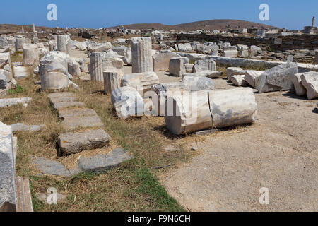 Archaeological site on the island of Delos, near Mykonos Stock Photo