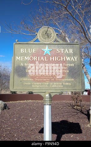 Blue State Memorial Highway sign on US 395 in California, US, 2015. Stock Photo