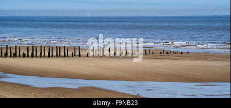 Wind turbines in a wind farm off the coast of Yorkshire Stock Photo