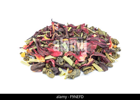 Loose blended biological Green Magic tea isolated on white background Stock Photo