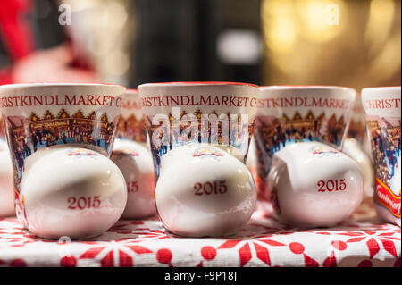 Chicago, USA.  17 December 2015.  Vendors from Europe, including sellers from Germany and Poland, present their festive wares at the annual Christkindl market in Daley Plaza in the heart of downtown.  Inspired by the Christkindlesmarkt in Nuremberg, Germany, which began in 1545, the annual market allows Chicagoans to buy unique handmade Christmas gifts.  Credit:  Stephen Chung / Alamy Live News Stock Photo