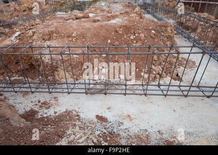 reinforce steel rod for beam construction site Stock Photo