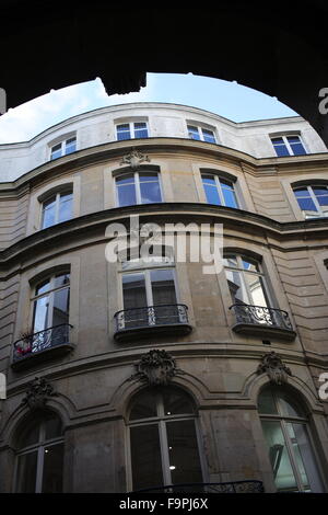 Building within courtyard off Boulevard de Sebastopol - 2nd Arrondissement - Paris - France Stock Photo