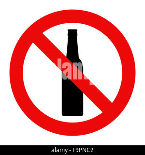 No alcohol sign. Warning sign isolated on white background Stock Photo