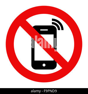 Mobile Phone prohibited. No cell phone sign isolated on white background Stock Photo