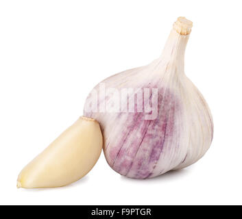 Garlic bulb with cloves isolated on white background Stock Photo