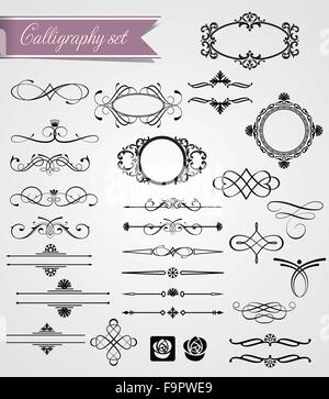 Set of victorian style decorative elements Stock Vector