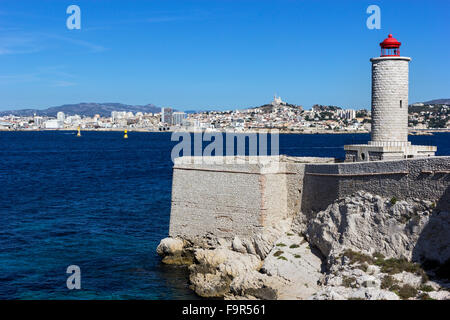 Lighthouse on If Island in France on a sunny day Stock Photo