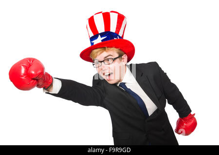 Man wearing hat with american symbols Stock Photo