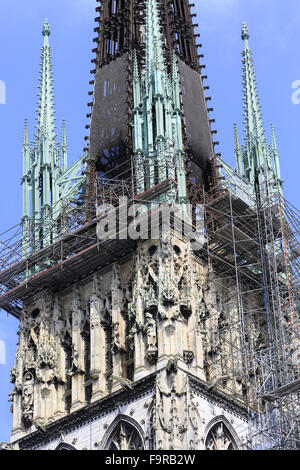 Restoration of Notre-Dame de Rouen Cathedral. Stock Photo