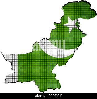 Pakistan map with flag inside Stock Vector