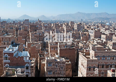 The Old City of Sana'a, the oldest continuously inhabited and populated city in the world, Yemen, Unesco world heritage site Stock Photo