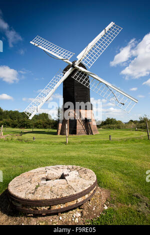 UK, England, Worcestershire, Bromsgrove, Avoncroft Museum, 19th Century Post Mill from Danzey Green near Tanworth in Arden Stock Photo