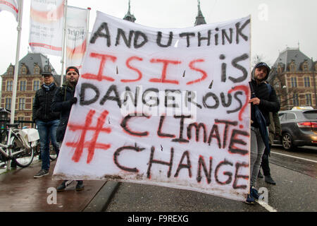 Several thousand protesters demonstrated  today (29 nov 2015) in Amsterdam against the current climate policy. Next week, the international climate summit begins in Paris. Stock Photo