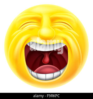 A screaming cartoon emoji emoticon smiley face character Stock Photo