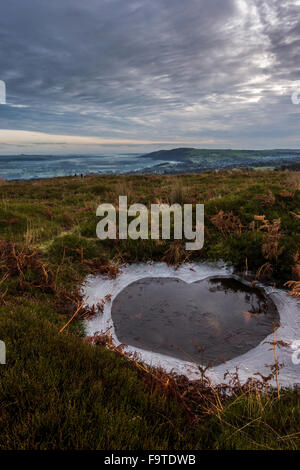 Icy heart on a wintry day - Burley Moor, Ilkley Yorkshire Stock Photo