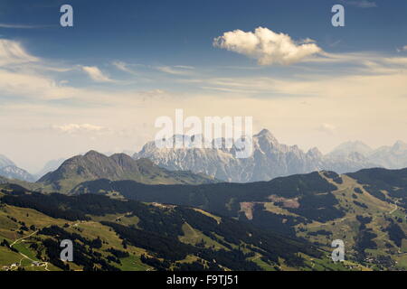 Leogang Mountains with highest peak Birnhorn idyllic summer landscape Alps, Austria Stock Photo