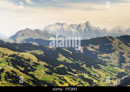 Leogang Mountains with highest peak Birnhorn idyllic summer landscape Alps, Austria Stock Photo