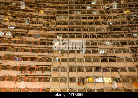 View of a high-density apartment building in Hong Kong