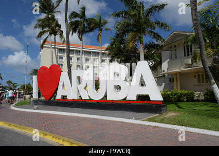 I love Aruba sign in the Caribbean Stock Photo